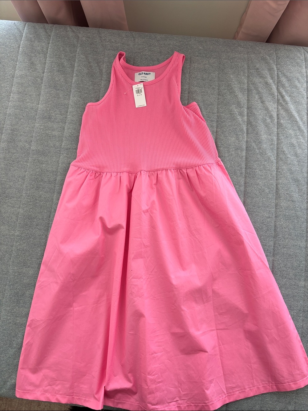 Old Navy Hot Pink Ribbed Tank Midi Dress